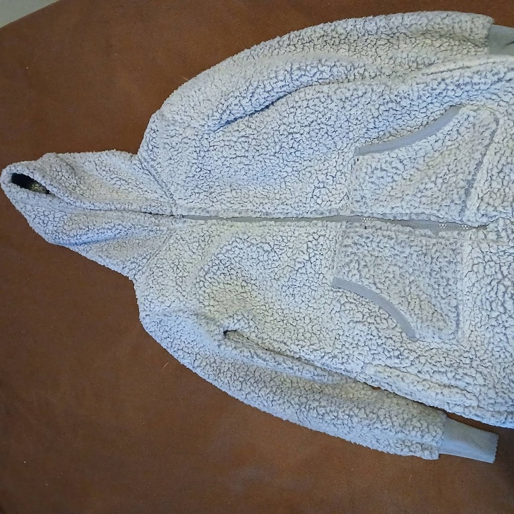 PINK Victoria's Secret Gray Sherpa Hoodie Pajamas